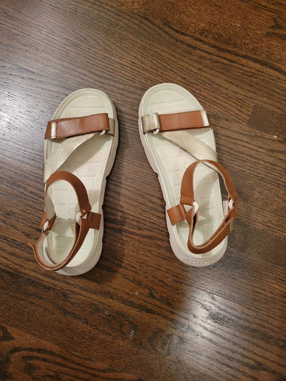 Cole Haan Brown and Gold Strappy Sport Sandals - Picture 3 of 3